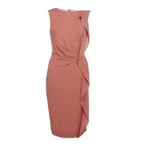 Escada Black Label Ruffle Sheath Darlina Dress Coral Pink  Size EU 34, 6 US